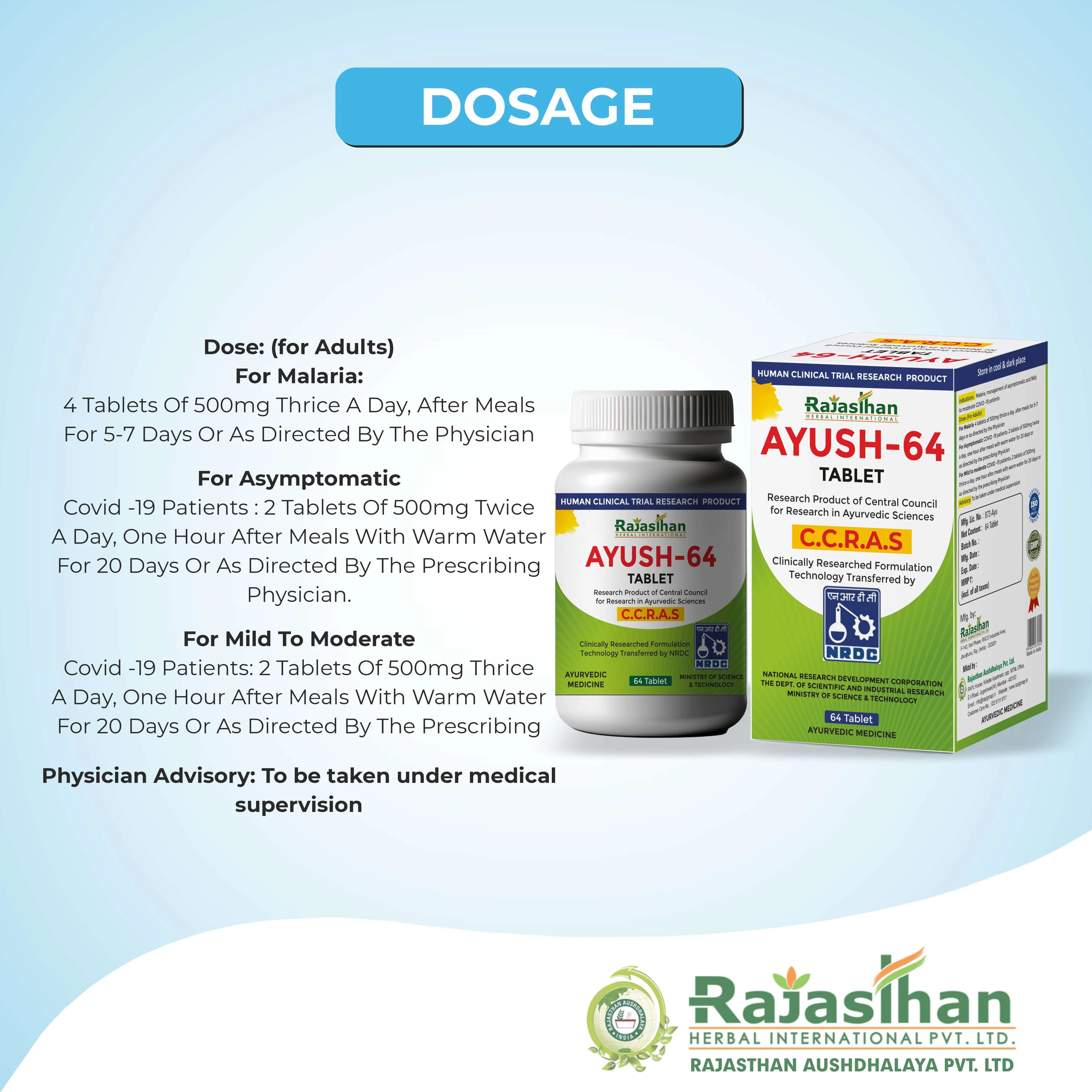 Dosage Of Ayush 64 Tablet