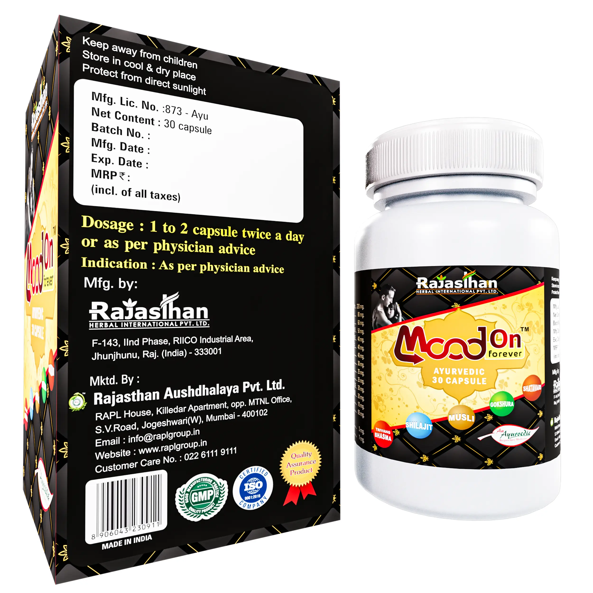 Mood On Forever Capsule 30 Rajasthan Aushdhalaya Herbs