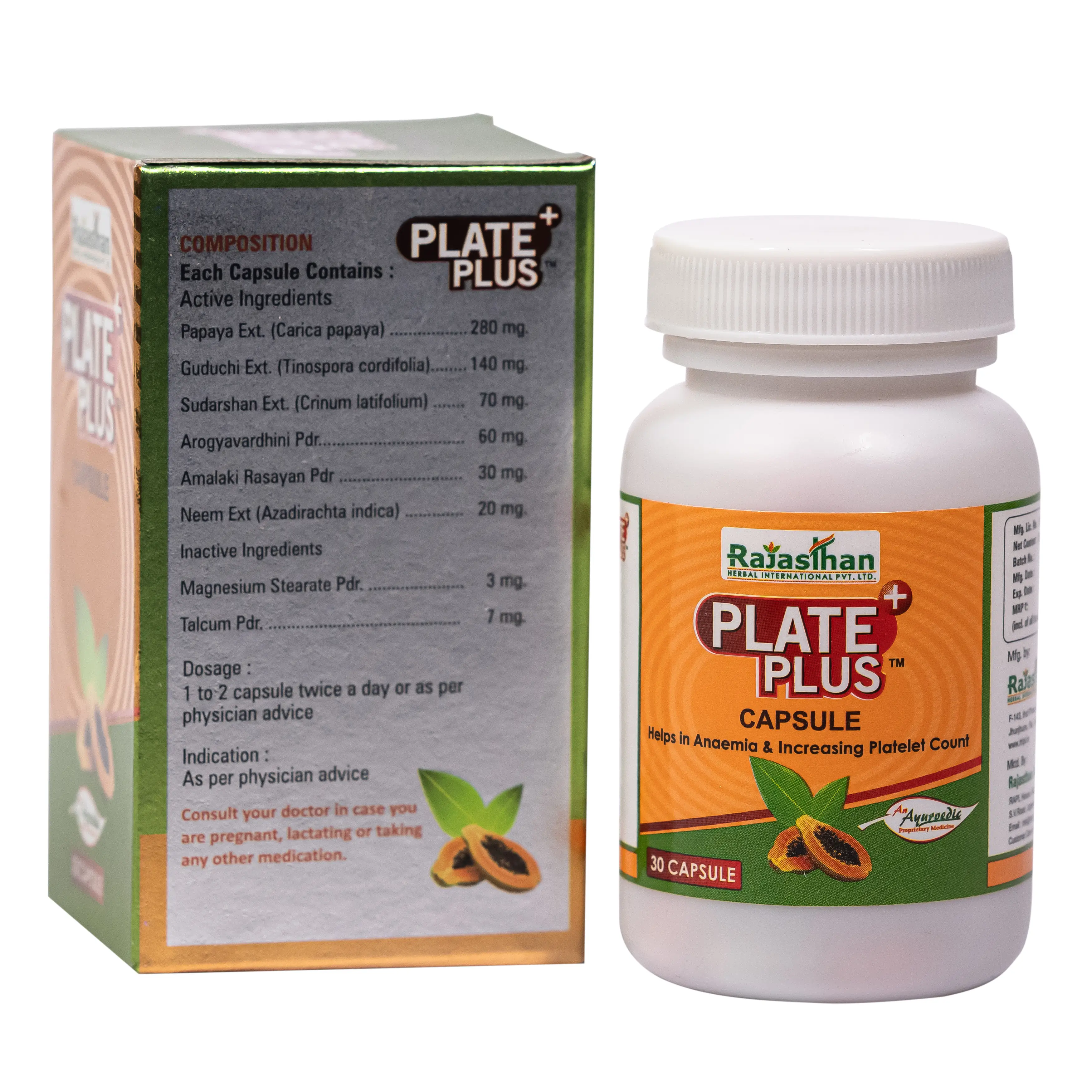 Plate Plus Capsule 30 Ingredients Rajasthan Aushdhalaya