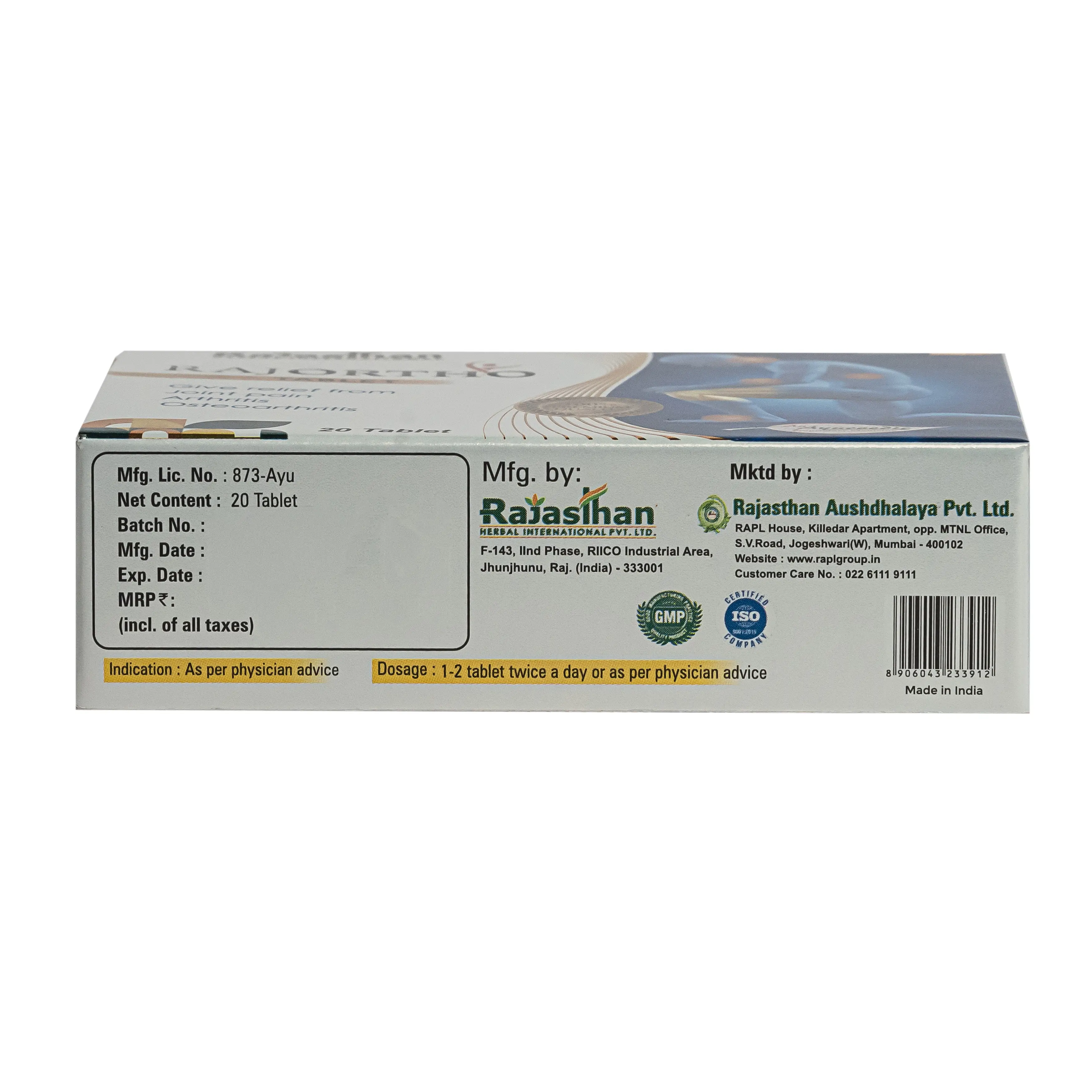 Rajortho Tablet 20 Arthritis