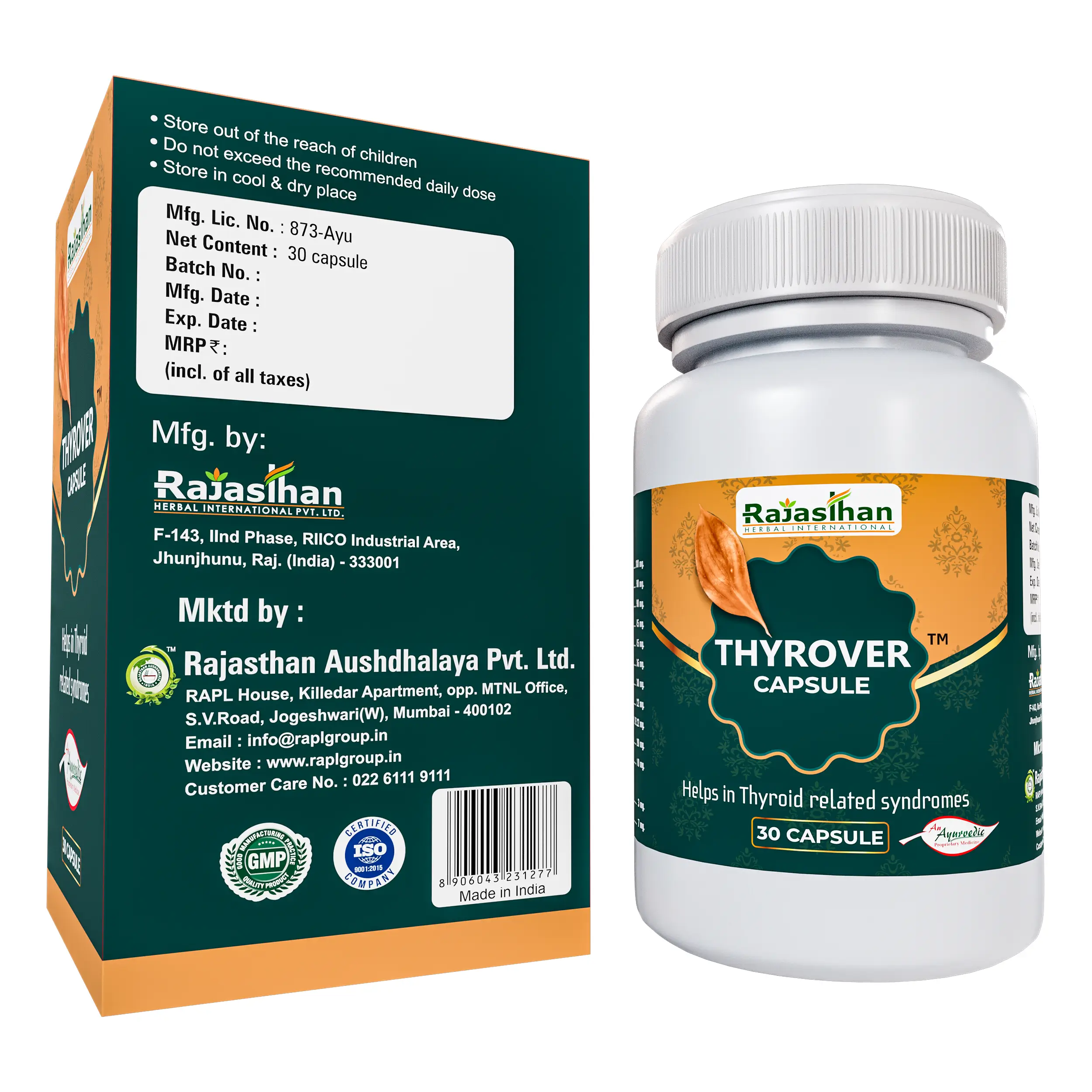 Thyrover Capsule 30 Rajasthan Aushdhalaya Herbs