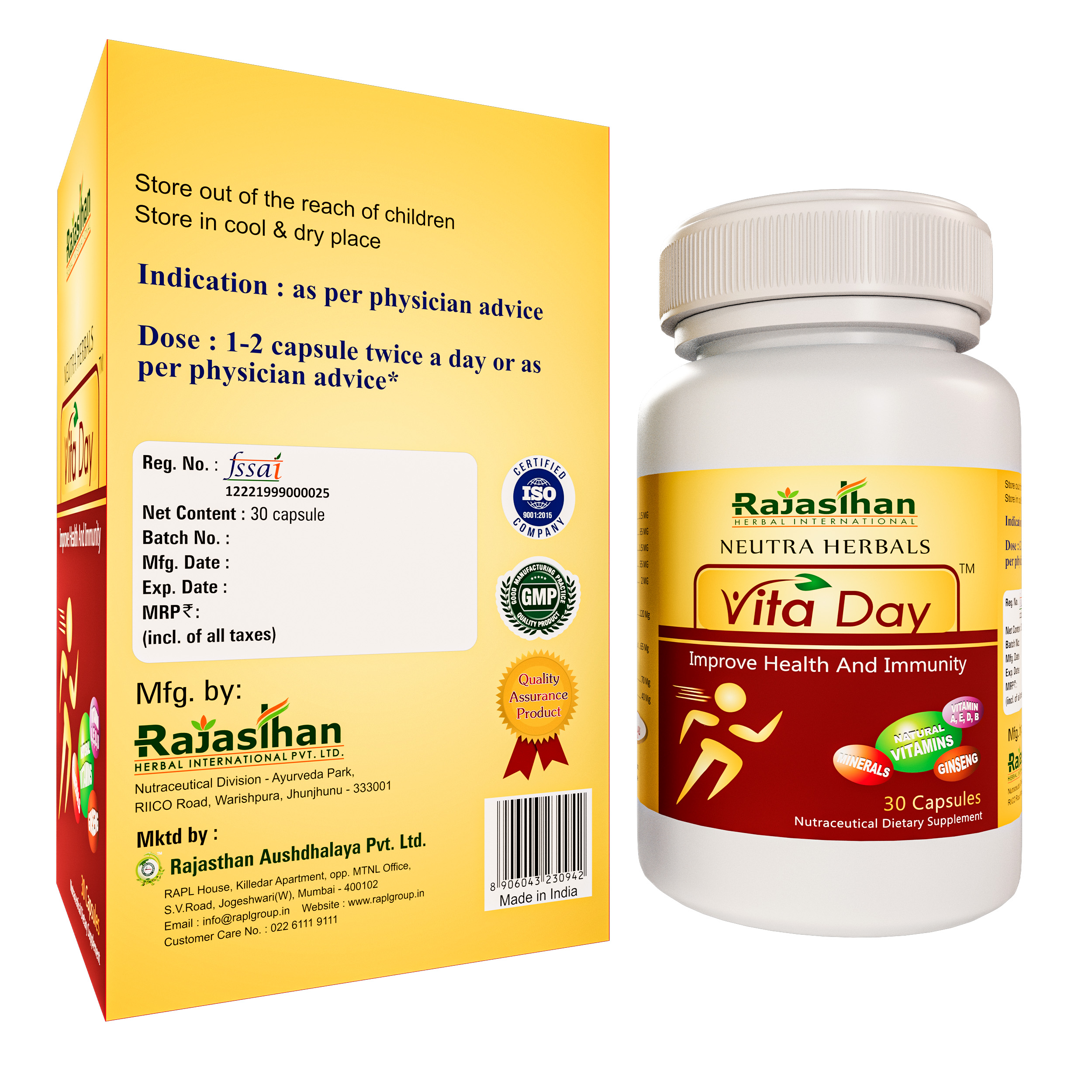 Vita Day 30 Capsules Rajasthan Aushdhalaya Herbs